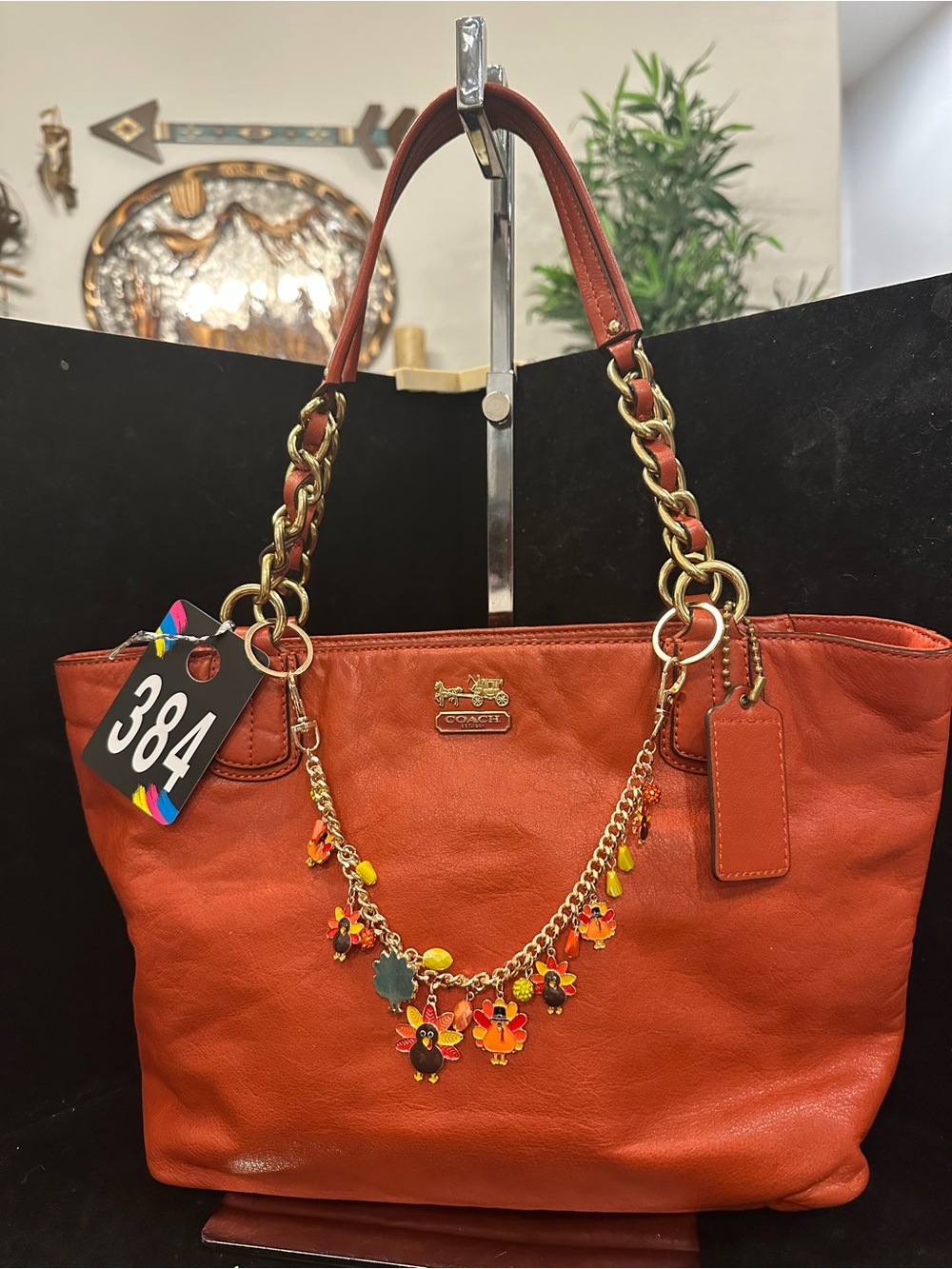 Coach #384 Burnt Orange Madison Chain Tote